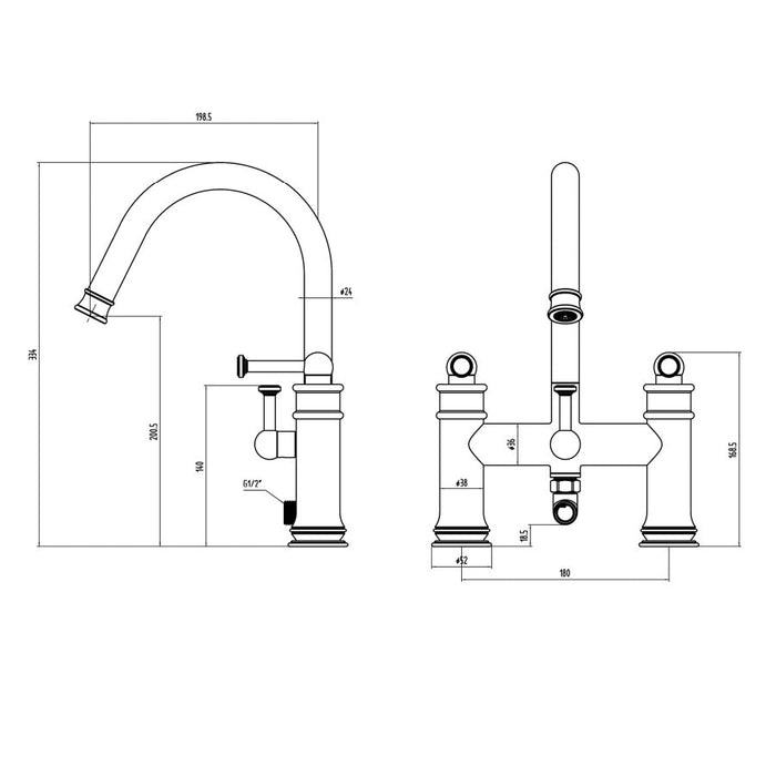 Eastbrook Newlyn Deck Mounted Bath Shower Mixer Tap