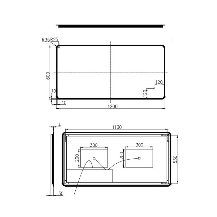 Eastbrook Orta Rectangular Illuminated Mirror - Illuminated