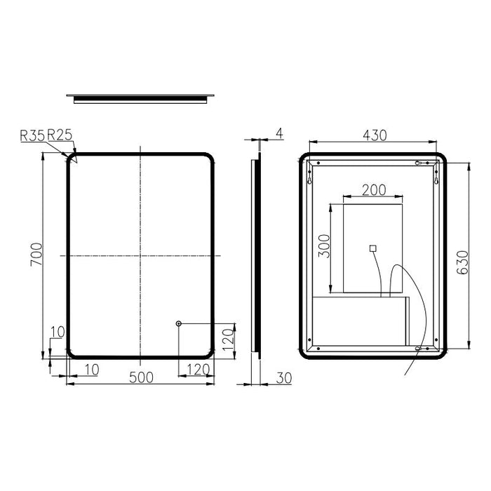 Eastbrook Orta Rectangular Illuminated Mirror - Illuminated