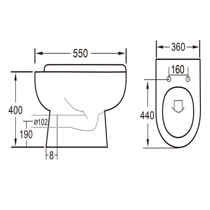Eastbrook Osterley Eco Vortex Back To Wall Toilet With Soft