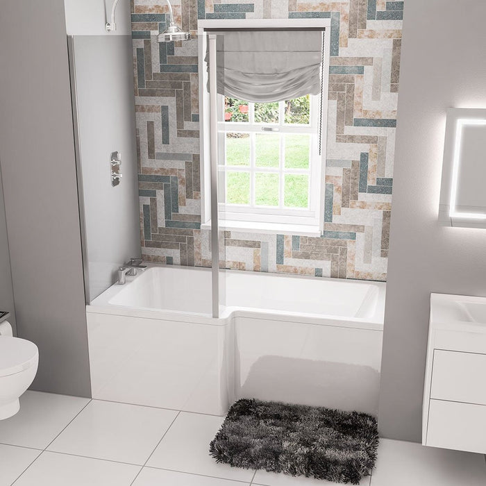 Eastbrook Portland L-Shaped Shower Bath - White - L-Shaped