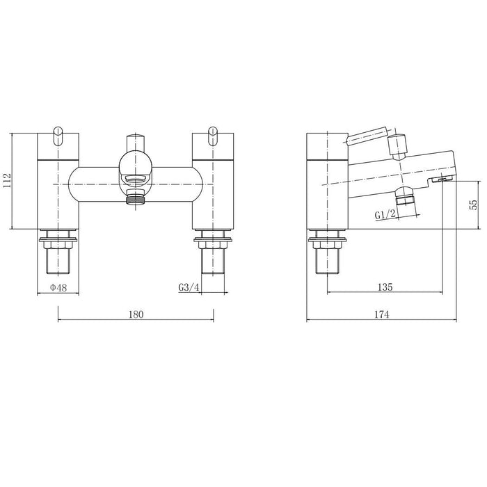 Eastbrook Prado 500 Bath Shower Mixer Tap With Kit - Chrome