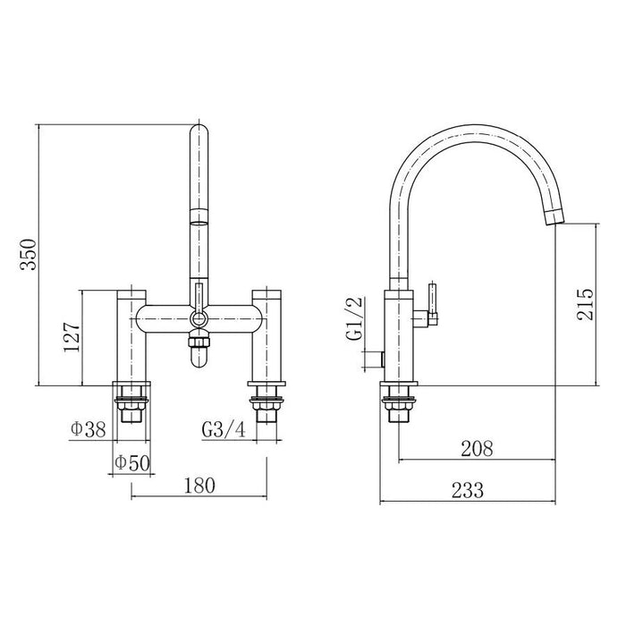 Eastbrook Prado Bath Shower Mixer Tap With Kit - Chrome