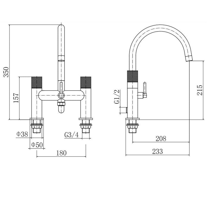 Eastbrook Prado Cylinder Bath Shower Mixer Tap With Kit