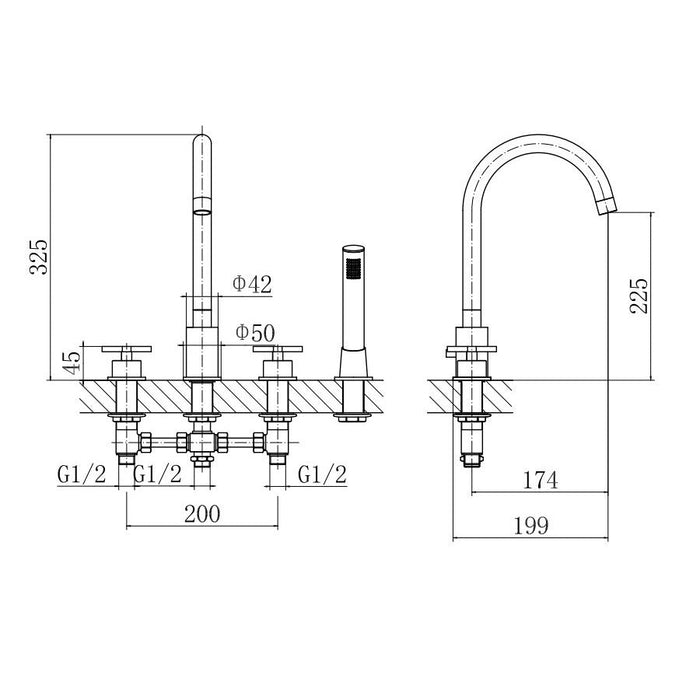 Eastbrook Prado Star 4 Hole Deck Mounted Bath Shower Mixer