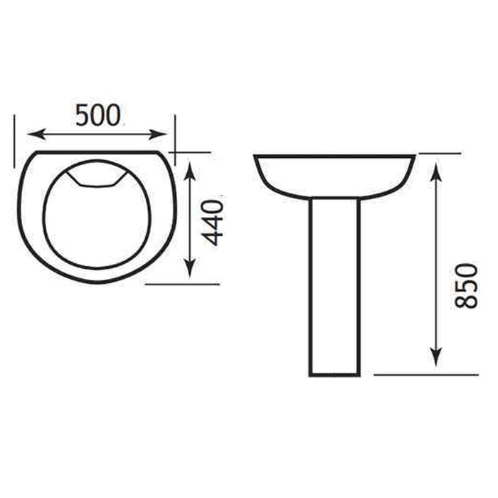 Eastbrook Temptation Basin With Full Pedestal - 500mm Wide