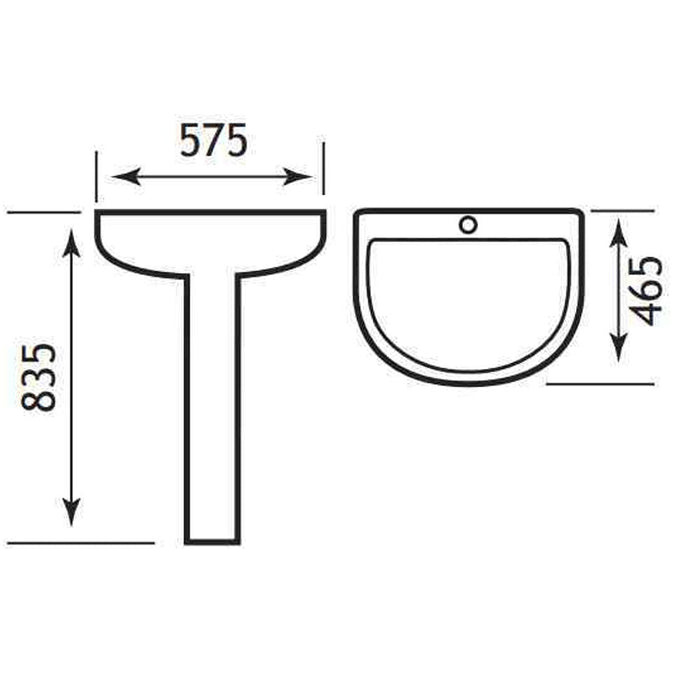 Eastbrook Temptation Basin With Full Pedestal - 575mm Wide