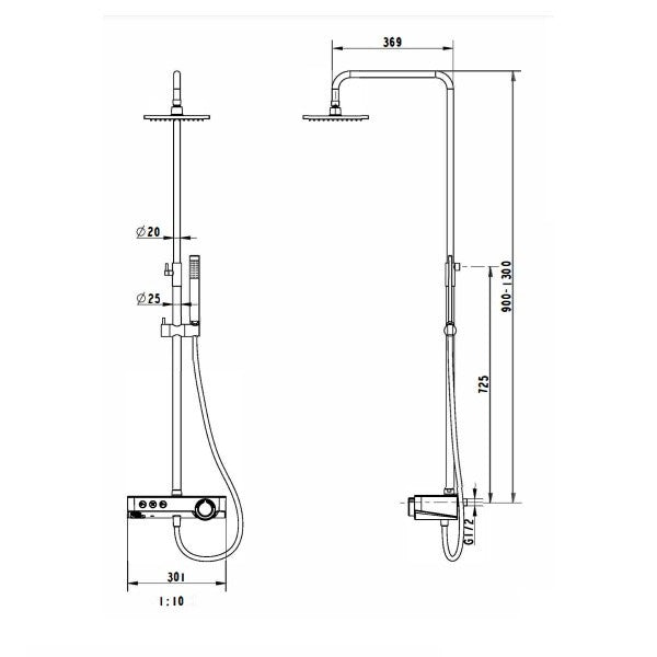 Eastbrook Thermostatic Bar Shower Mixer With Kit And Fixed