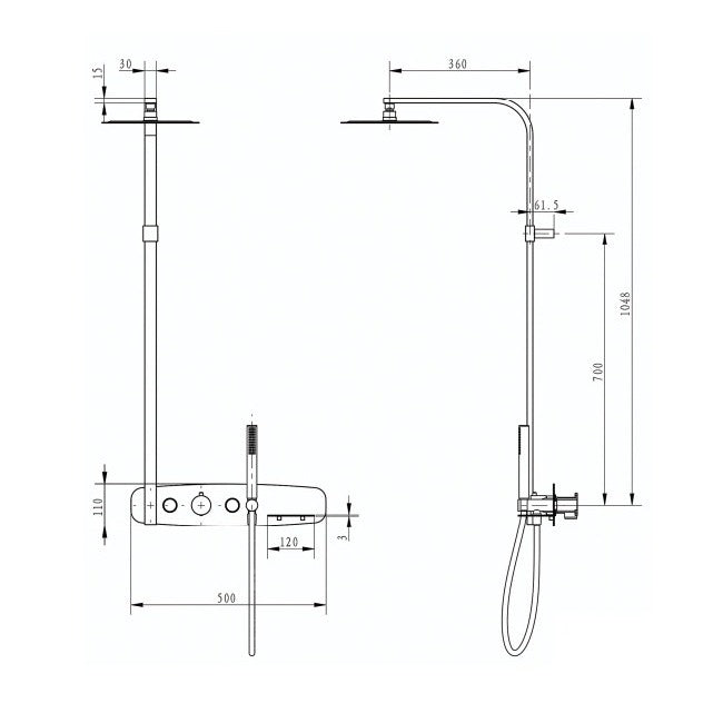 Eastbrook Thermostatic Shower Set With Shelf - Chrome