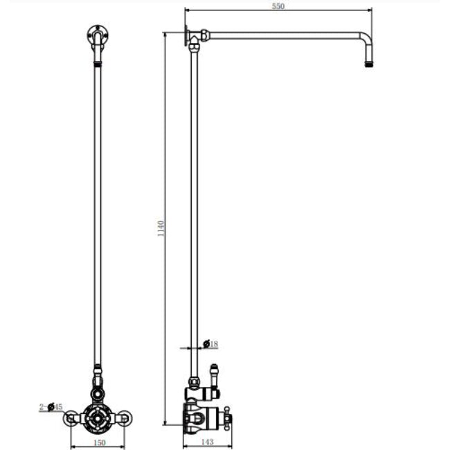 Eastbrook Traditional Thermostatic Exposed Shower Valve