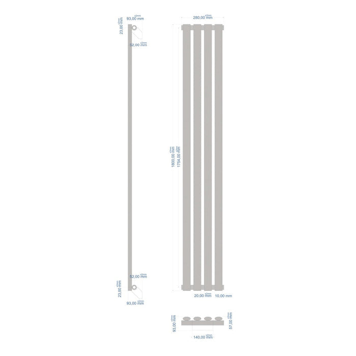 Eastbrook Tunstall Vertical Designer Radiator Matt Black