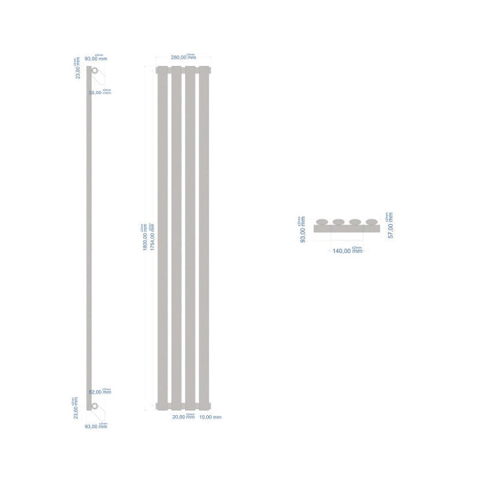 Eastbrook Tunstall Vertical Designer Radiator Matt White