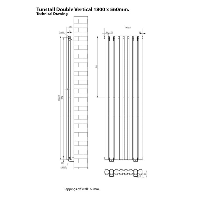 Eastbrook Tunstall Vertical Double Designer Radiator Matt