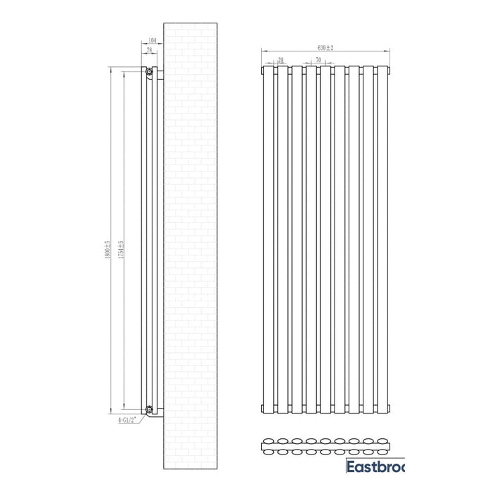 Eastbrook Tunstall Vertical Double Designer Radiator Matt