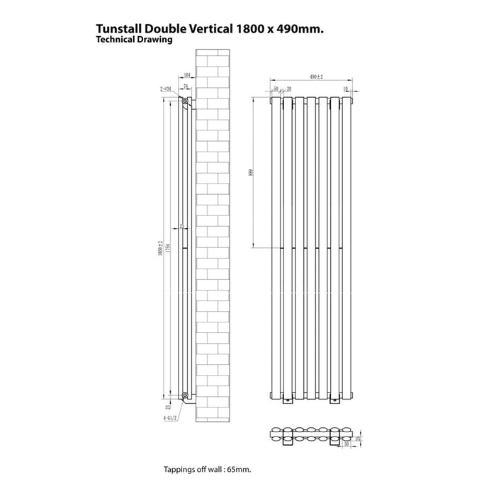 Eastbrook Tunstall Vertical Double Designer Radiator Matt