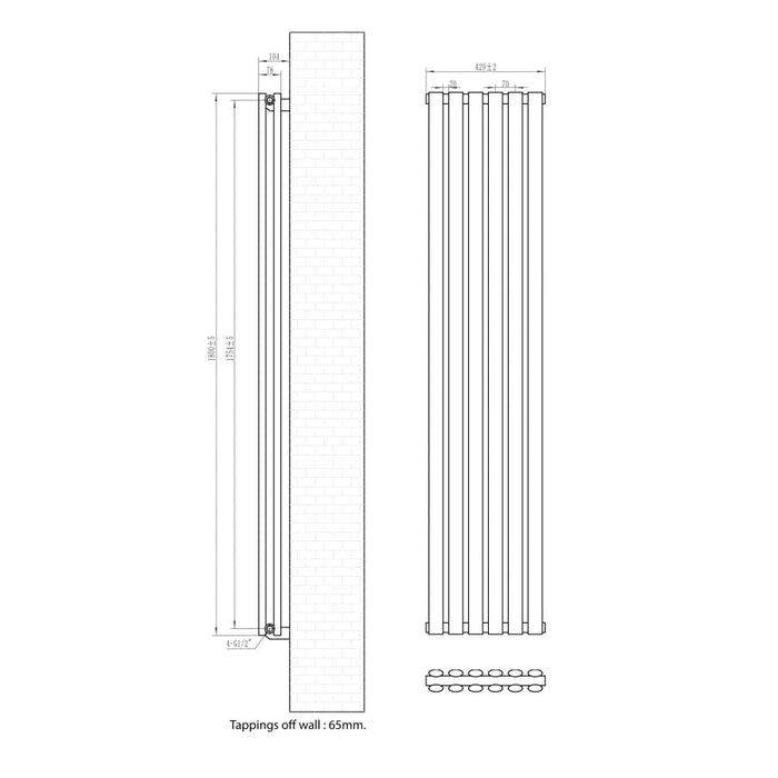 Eastbrook Tunstall Vertical Double Designer Radiator Matt