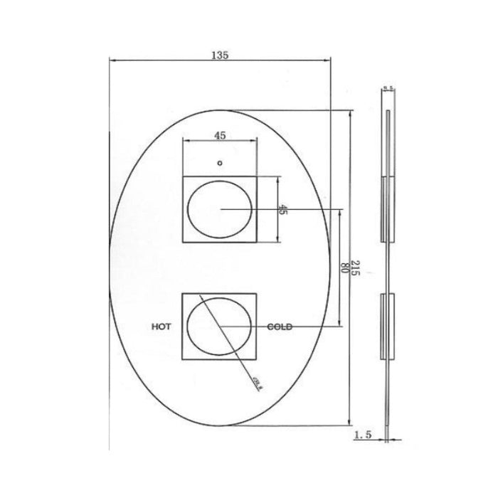 Eastbrook Twin Shower Valve Plate With Square Rings