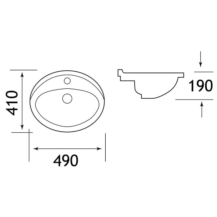 Eastbrook Under Countertop Basin - 490mm Wide - White