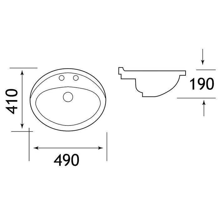Eastbrook Under Countertop Basin - 490mm Wide - White