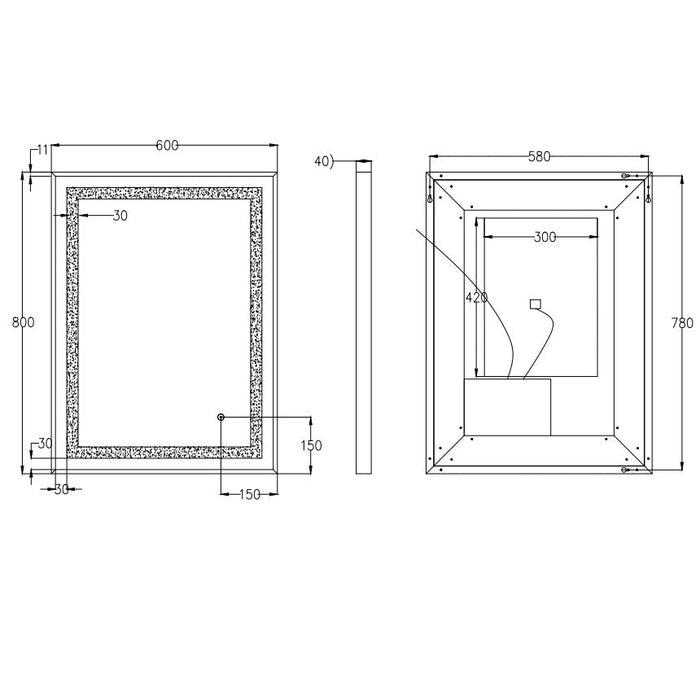 Eastbrook Varano Illuminated Mirror - Matt Black