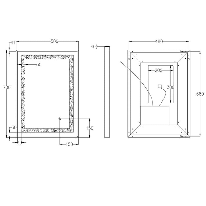 Eastbrook Varano Illuminated Mirror - Matt Black