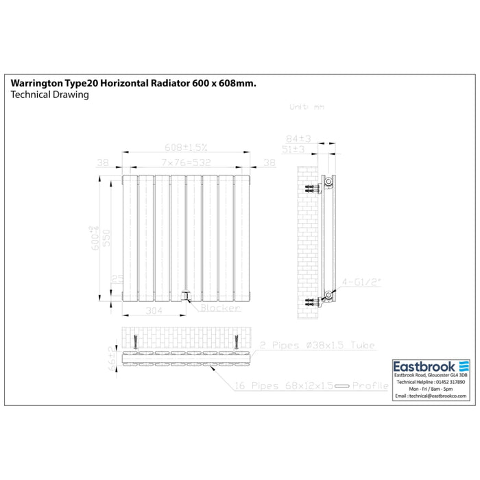 Eastbrook Warrington Type 20 Horizontal Designer Radiator