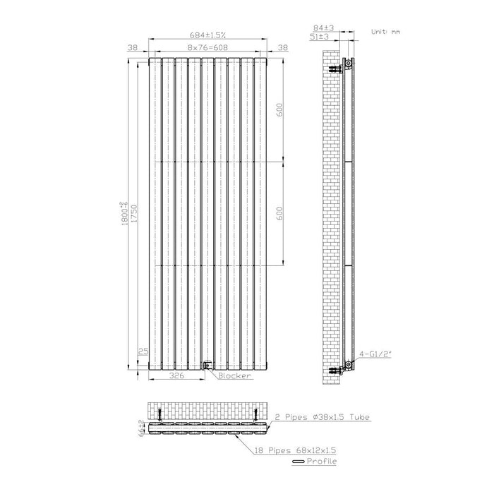 Eastbrook Warrington Type 20 Vertical Designer Radiator