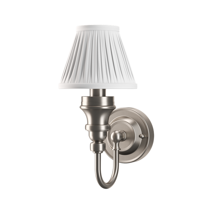 Burlington Ornate Bathroom Light With Base And White Fine Pleated Shade - Chrome