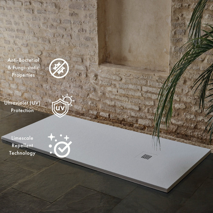 Extra Flat Rectangular Slate Shower Tray - White Trays