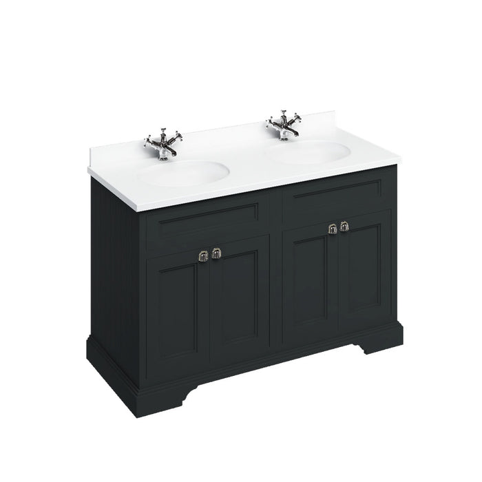 Burlington 1300mm 4 Door Floorstanding Vanity Unit with Worktop and Double Basin
