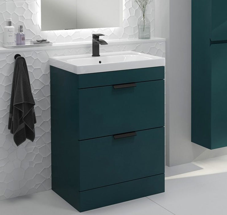Sonas Stockholm 2 Drawer Floorstanding Vanity Unit With Slim Basin And Handle - 600mm