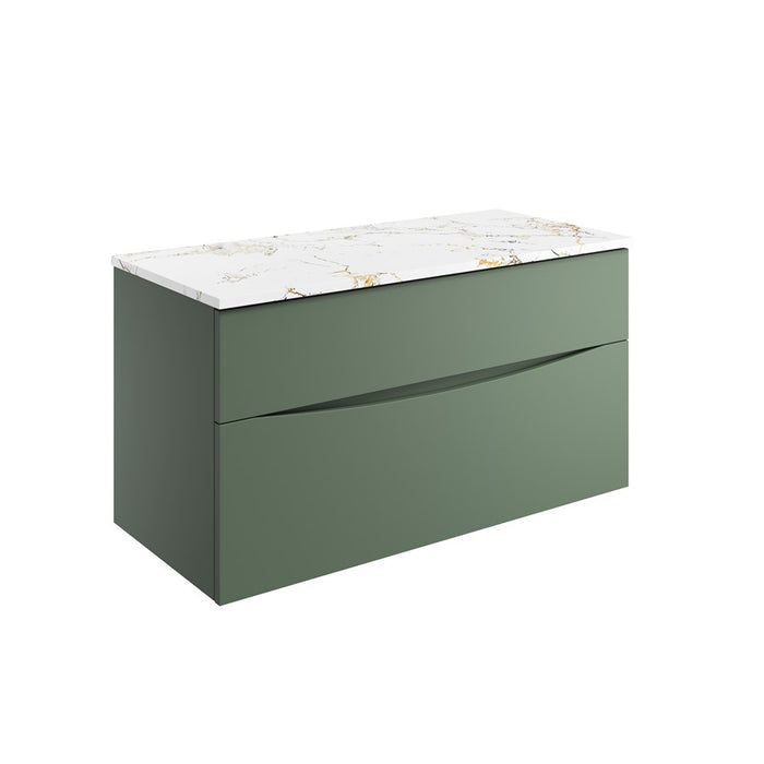 Crosswater Glide II Wall Hung Vanity Unit with Gold Vein Estatuario Worktop