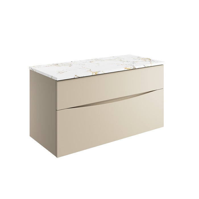 Crosswater Glide II Wall Hung Vanity Unit with Gold Vein Estatuario Worktop