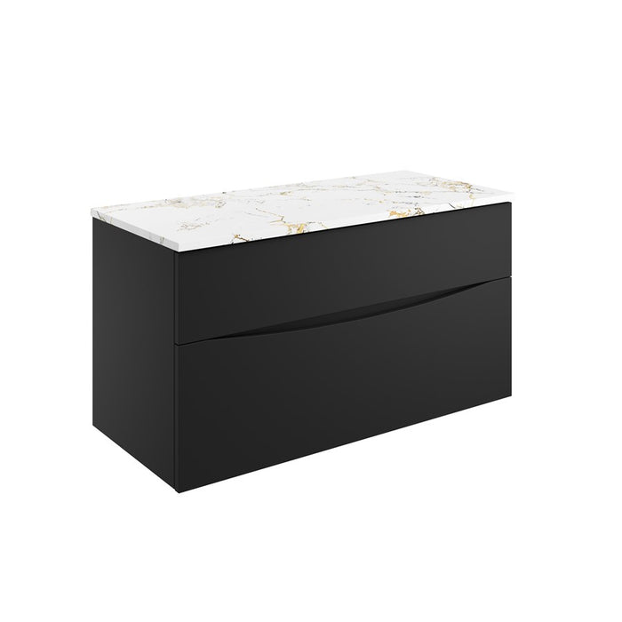 Crosswater Glide II Wall Hung Vanity Unit with Gold Vein Estatuario Worktop