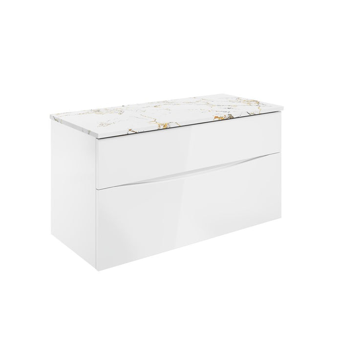Crosswater Glide II Wall Hung Vanity Unit with Gold Vein Estatuario Worktop