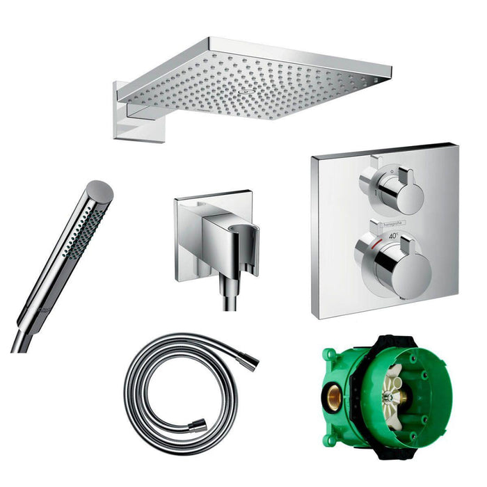 Hansgrohe Square Shower Valve With Raindance (300) Overhead