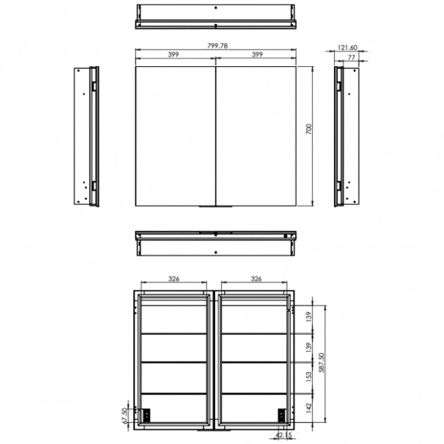 HiB Atrium LED 2 Door Illuminated LED Mirror Cabinet