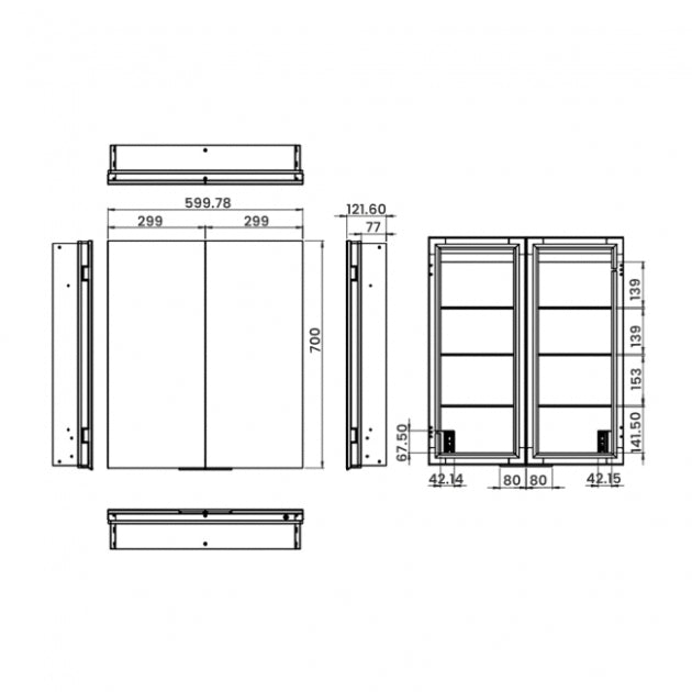 HiB Atrium LED 2 Door Illuminated LED Mirror Cabinet
