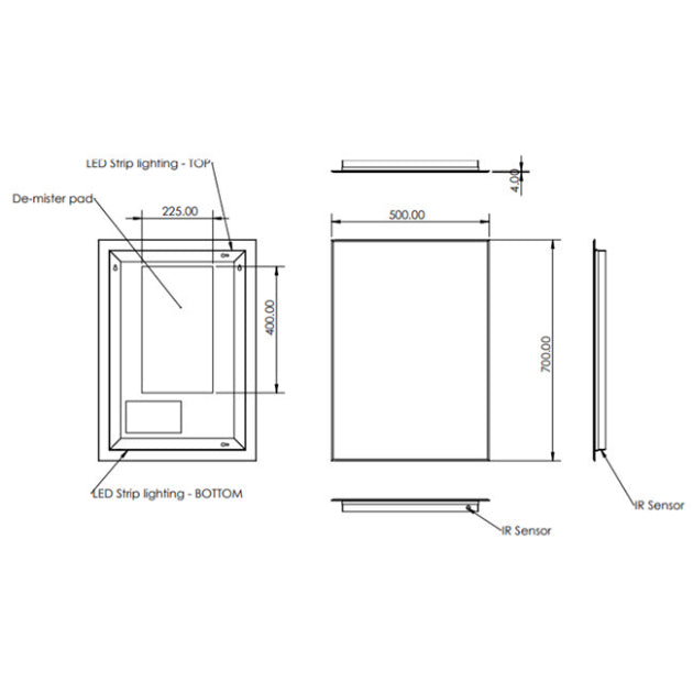 HiB Aura Ambient Rectangular Illuminated LED Mirror