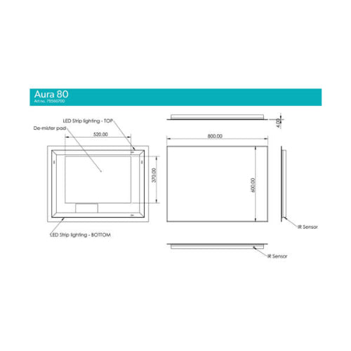 HiB Aura Ambient Rectangular Illuminated LED Mirror