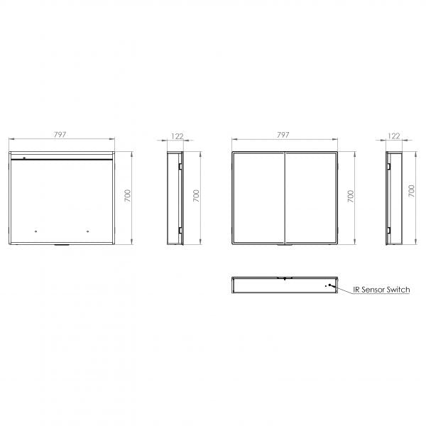 HiB Isoe 2 Door Illuminated LED Mirror Cabinet