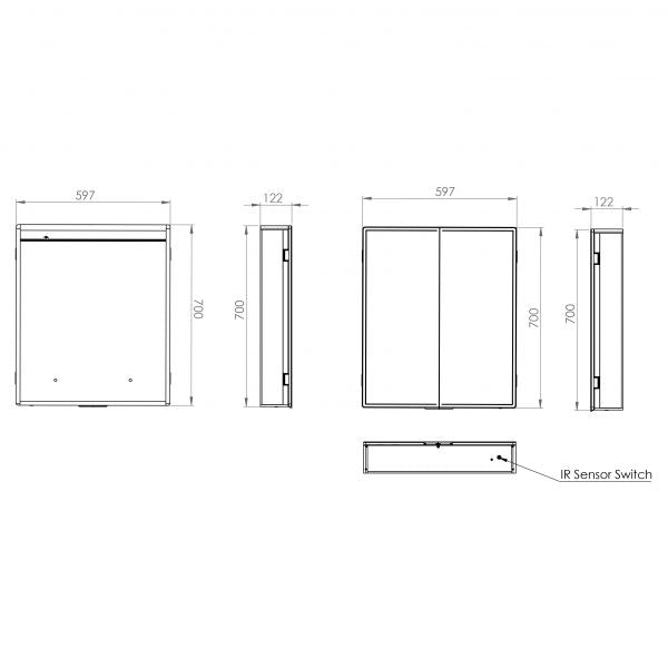 HiB Isoe 2 Door Illuminated LED Mirror Cabinet