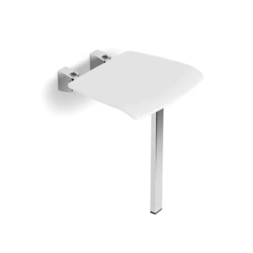 HIB Shower Seat with Support Leg - White - Shower Components