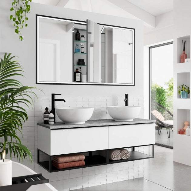 HiB Vanquish 3 Door Recessed LED Mirror Cabinet - 730mm X