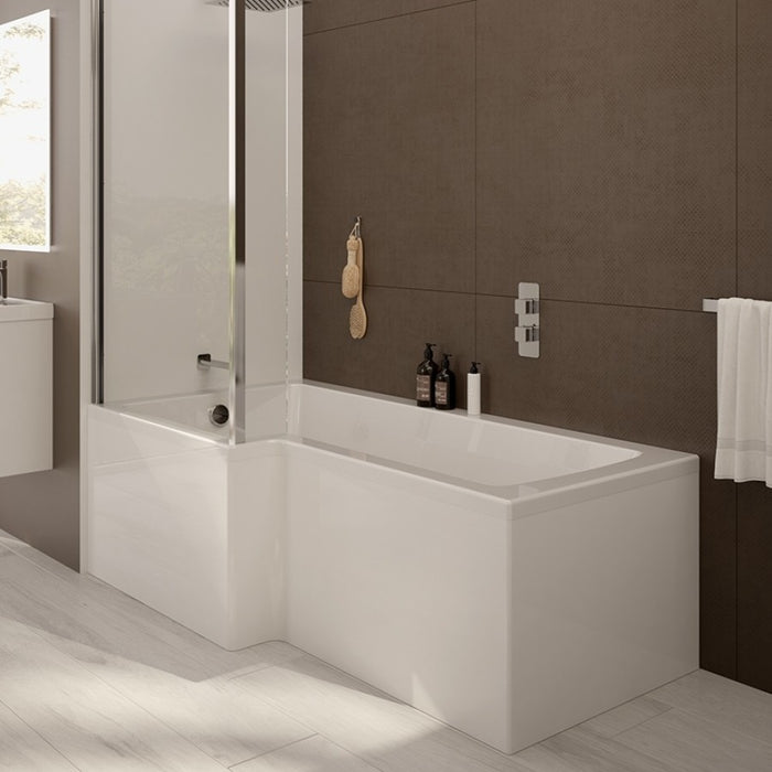 Sonas L Shape Shower Bath With Bath Panel And Bath Screen 1700mm x 850mm