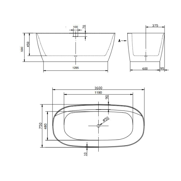Lussaro Milano Thin Edge Freestanding Double Ended Bath