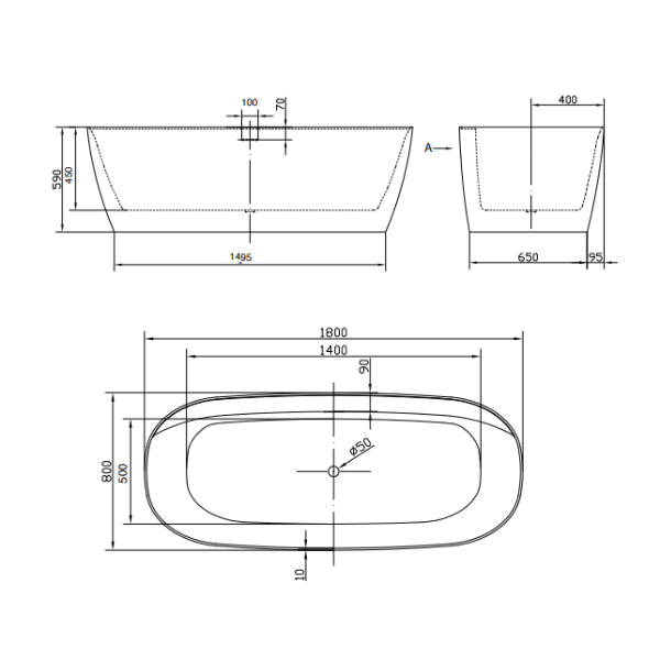 Lussaro Milano Thin Edge Freestanding Double Ended Bath