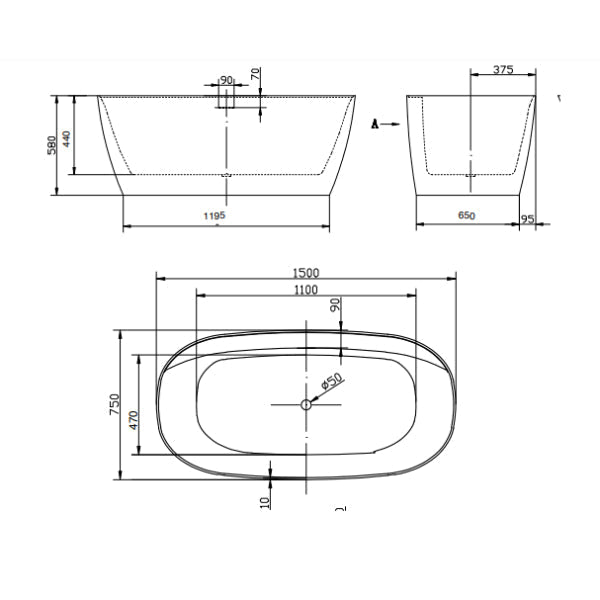 Lussaro Milano Thin Edge Freestanding Double Ended Bath