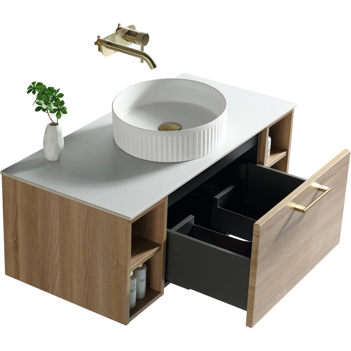 Lussaro Nero 1 Drawer Wall Hung Vanity Unit with 2 Side