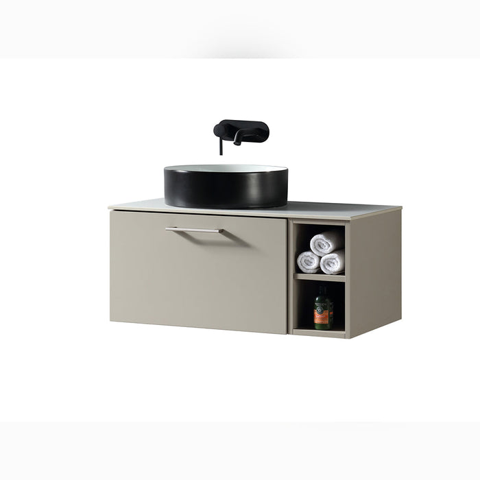 Lussaro Nero 1 Drawer Wall Hung Vanity Unit with Side